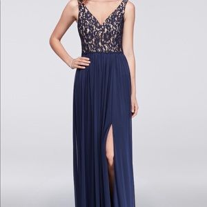 David’s Bridal VNeck & Mesh Illusion Dress